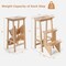 Costway 3 Tier Folding Step Stool 3-in-1 Rubber Wood Ladder Storage Shelf Coffee/Brown/Natural/White